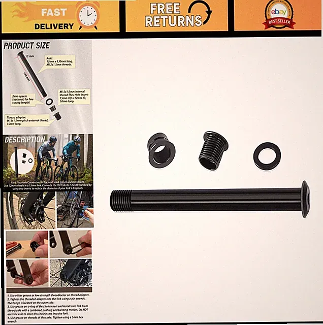 15mm to 12mm Fork Thru Axle Conversion Kit for Road, Gravel & Cross Bikes