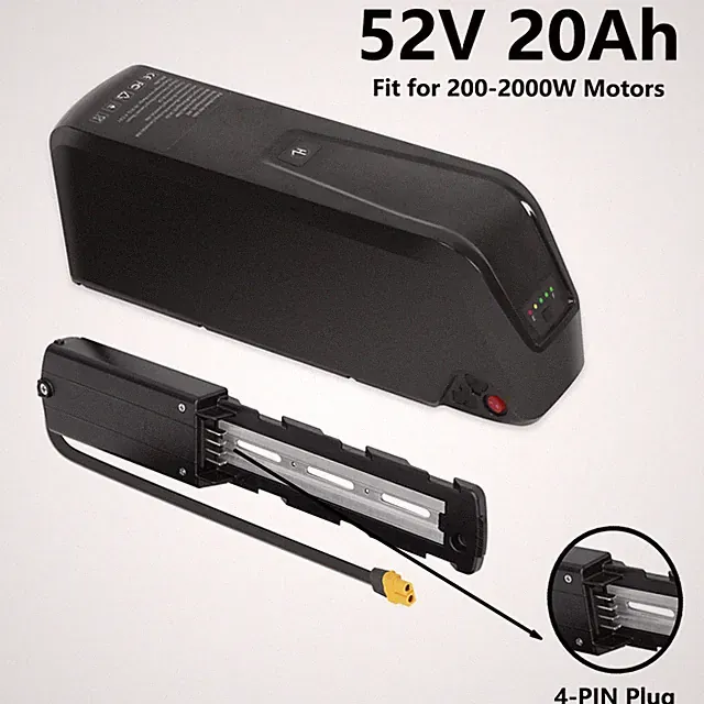 52V 20Ah Electric Bicycle Bike Lithium-ion Ebike Battery Rechargeable BMS, 4Pin