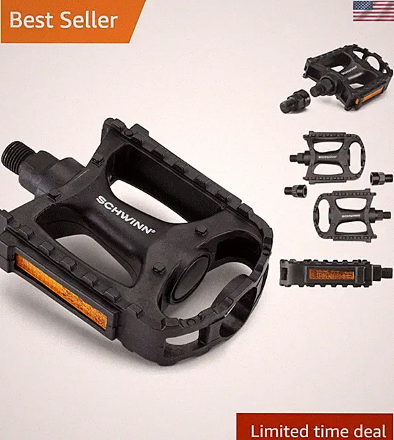 Basic Composite Bike Pedals, Black, Set of 2, Lightweight, with Reflectors, F...