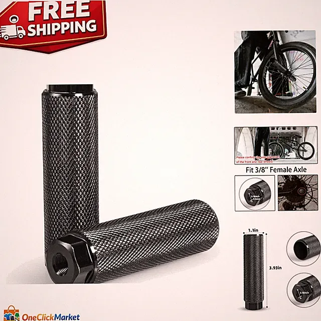 BMX Stunt Pegs - 2PCS Black Aluminum, Anti-Skid for Ultimate Grip & Balance