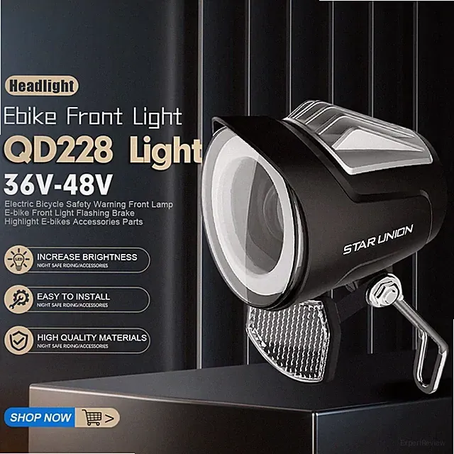E-bike Headlight Bicycle Front LED Light QD228 36V 48V Waterproof Connector