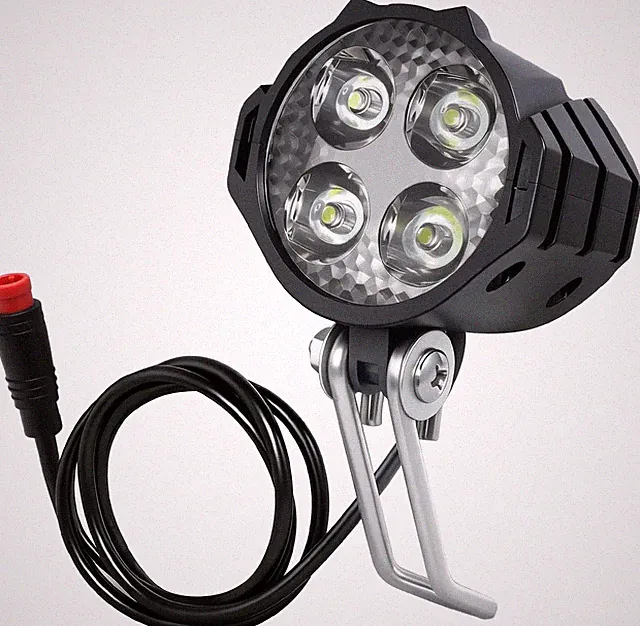 Ebike Headlight 2 Pin, Ebike Front Light for 36V 48V Battery Systems, Waterproof