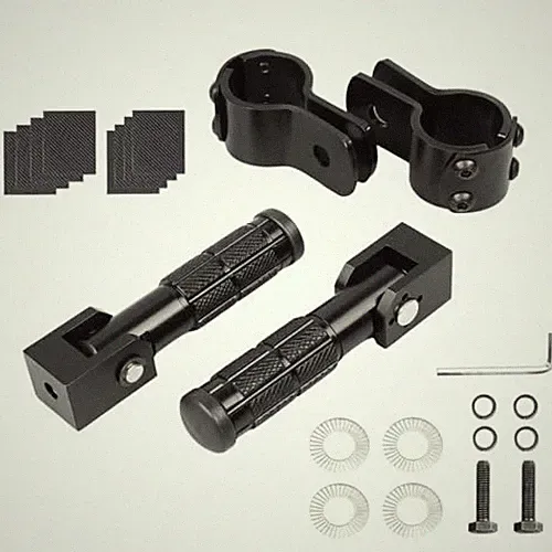 M8 Motorcycle Foot Pegs, 90 Degree Foldable Footpegs with Anti-Loosening Black
