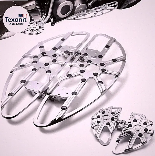 Motorcycle Floorboards Passenger Driver, Touring Footboards Set Wide Foot Pegs B