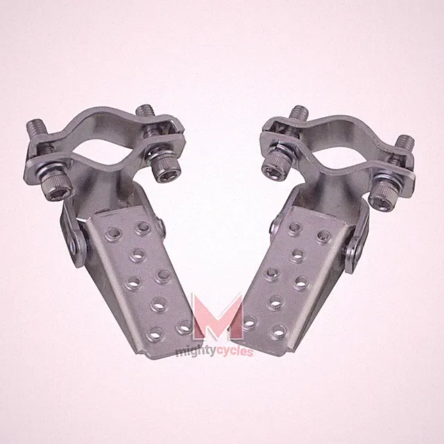 PAIR Bicycle Steel Foldable Folding Fork Foot Step Pegs Chrome MTB BMX Road Bike