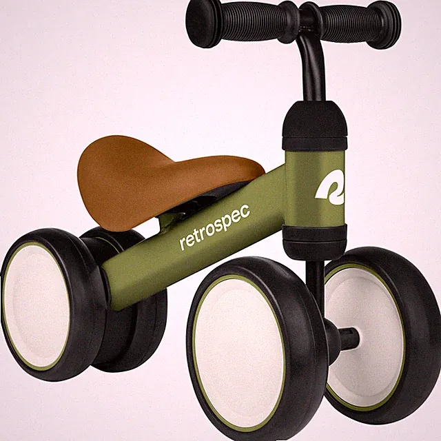 Retrospec Cricket Baby Balance Bike, 4-Wheel Ride-On Toy One Size, Olive Drab