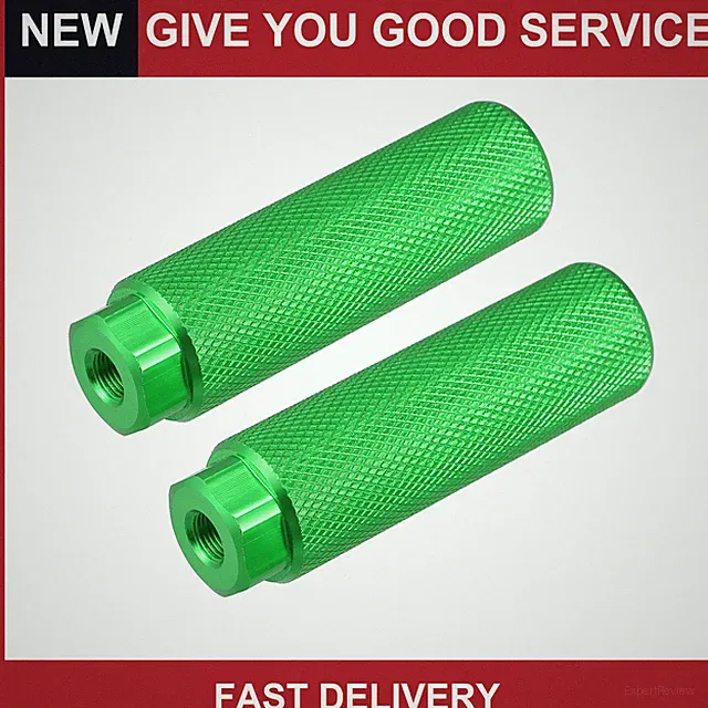 Universal Aluminum Alloy Rear Foot Peg Green for MTB Bicycle 3/8" Axle Pack of 2